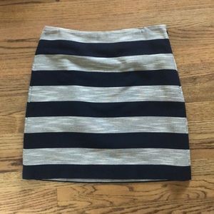 Loft grey and blue striped skirt